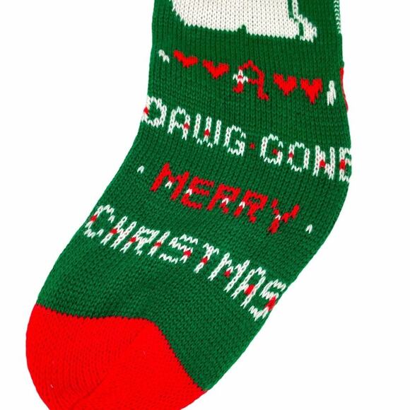 A Dawg Gone Merry Christmas Dog Knit Stocking Red Green White - Picture 3 of 5